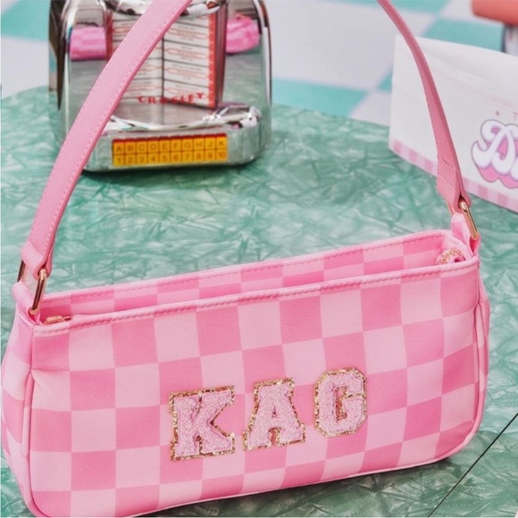 NWT Stoney Clover Lane Dylan Check Please Bag In Checker Baguette in Pink Diner - Picture 2 of 8